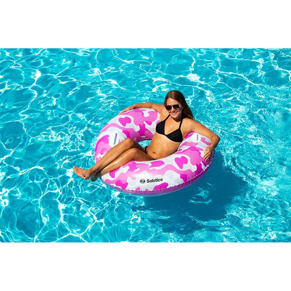 Pink Camo Pool Tube – Heavy-Duty Inflatable River Float for Adults