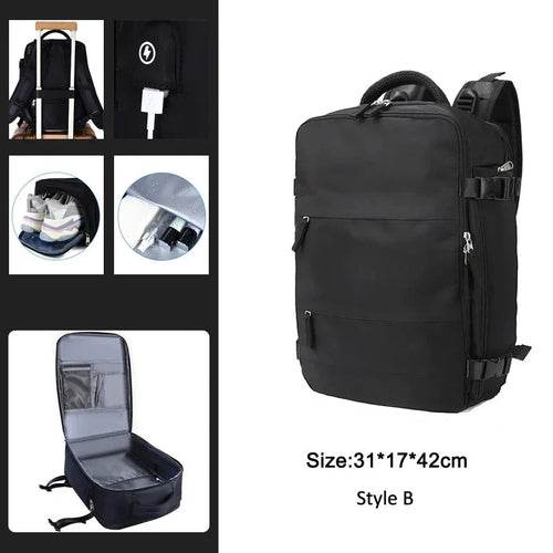Extendable Travel Backpack With USB Black B