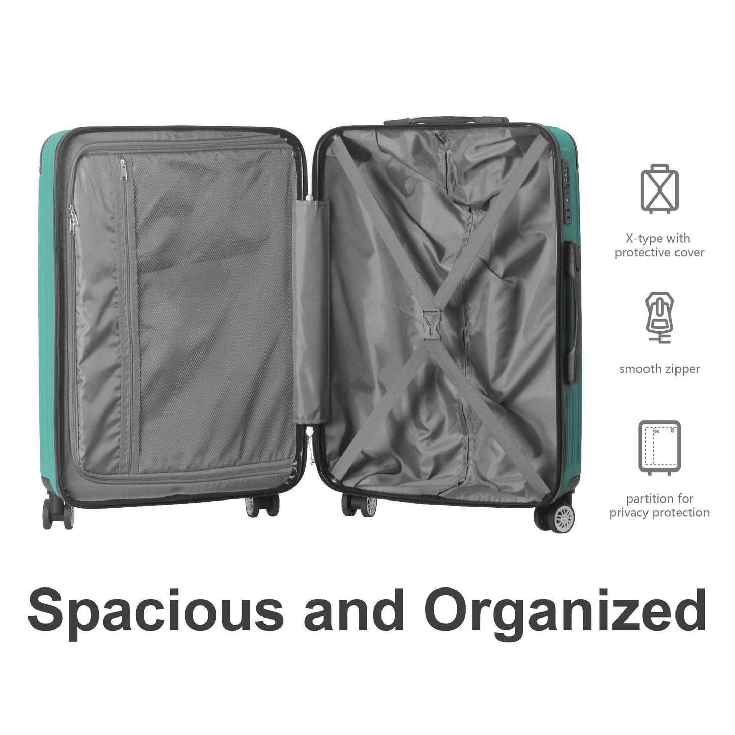 3-Piece Hardside Spinner Luggage Set with TSA Lock & Nested Storage – 20", 24", 28"