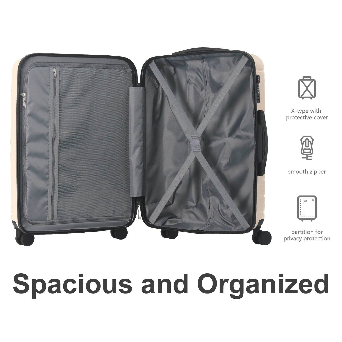 3-Piece Textured ABS Spinner Luggage Set with TSA Lock – Durable Hardshell Travel Set