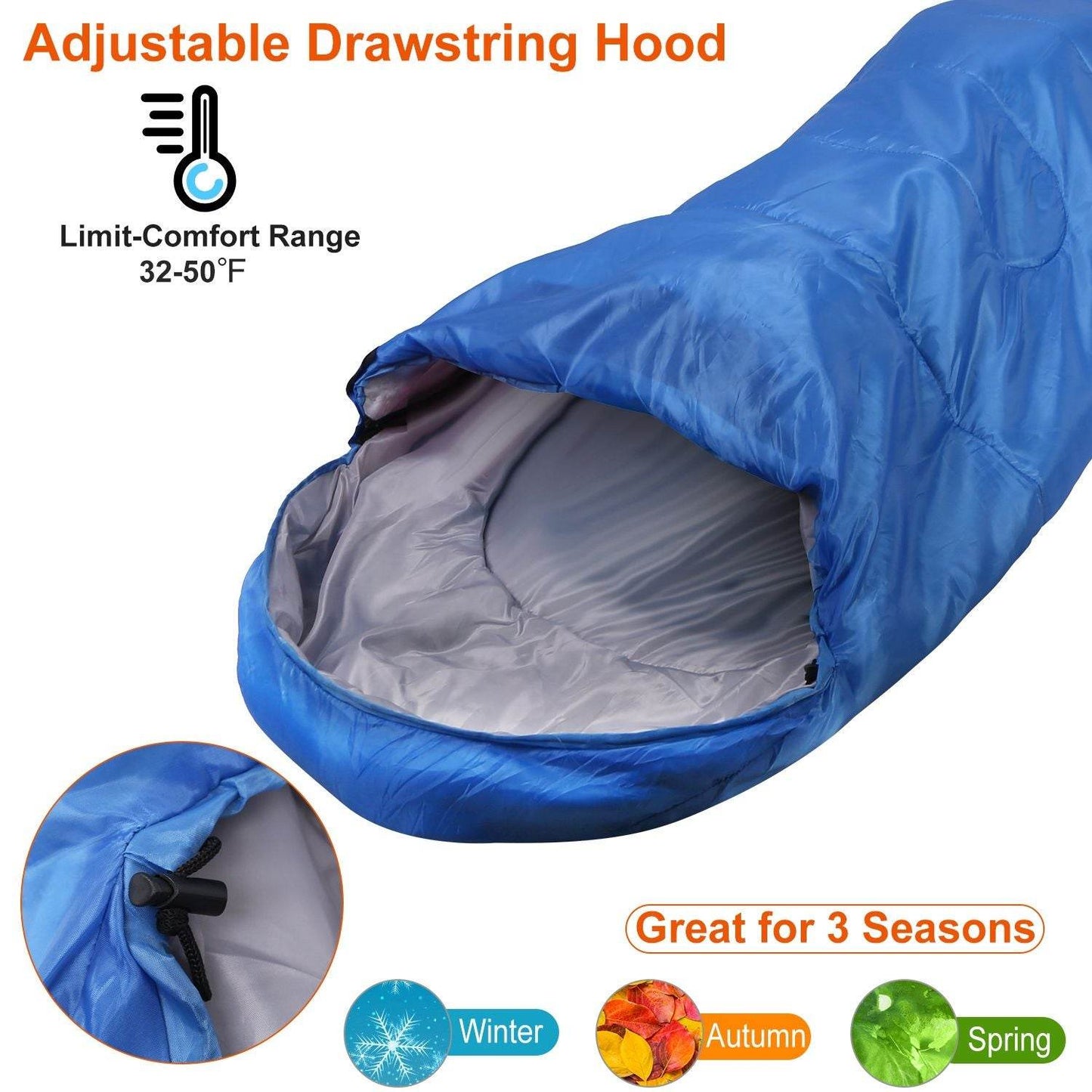 Lightweight Camping Sleeping Bag for Adults & Teens