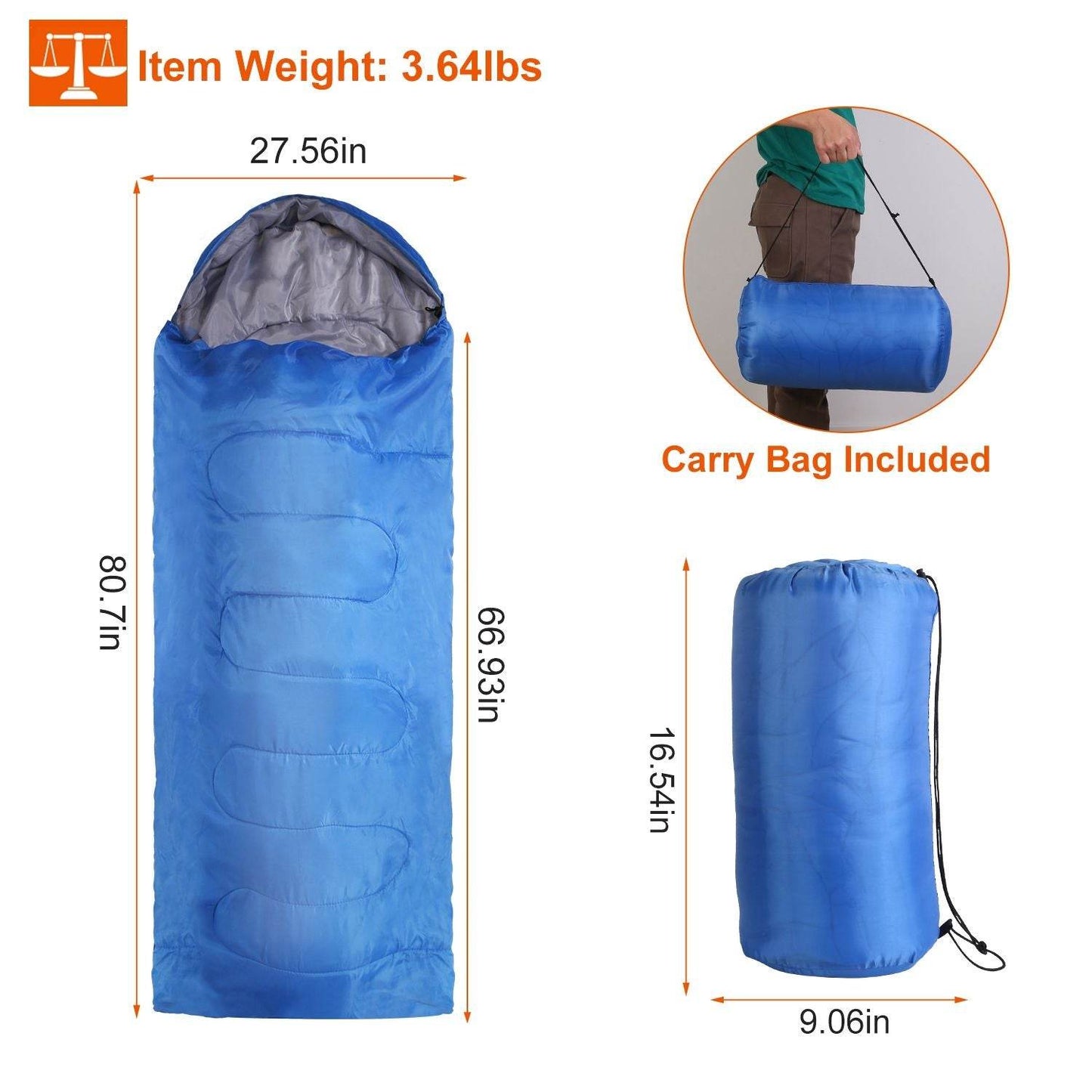 Lightweight Camping Sleeping Bag for Adults & Teens