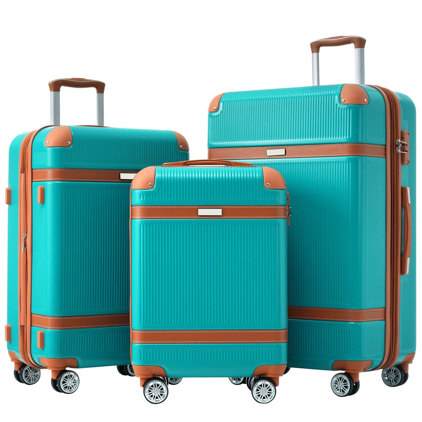 3-Piece Lightweight ABS Luggage Set with TSA Lock & Expandable Storage – 20", 24", 28" Default Title