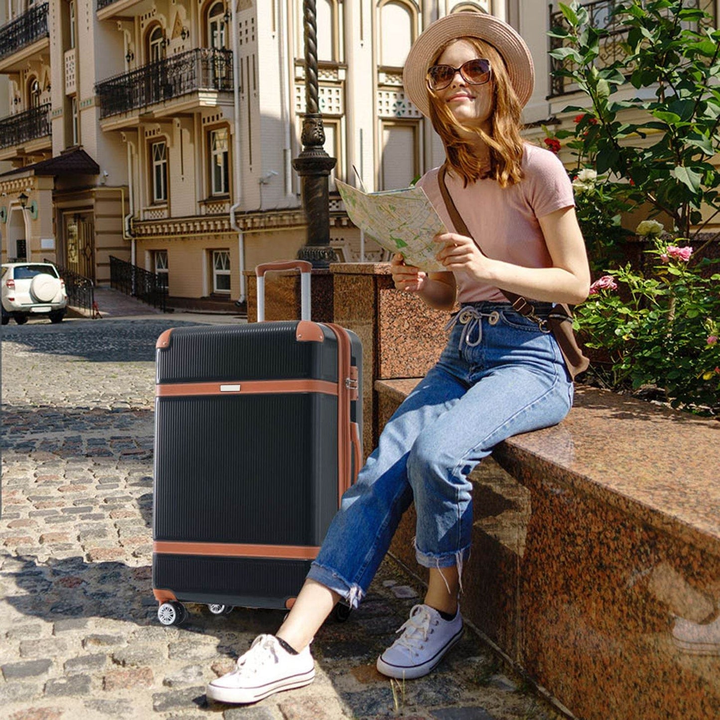 3-Piece Lightweight ABS Hardside Luggage Set with Spinner Wheels & TSA Lock – Expandable 20", 24", 28"