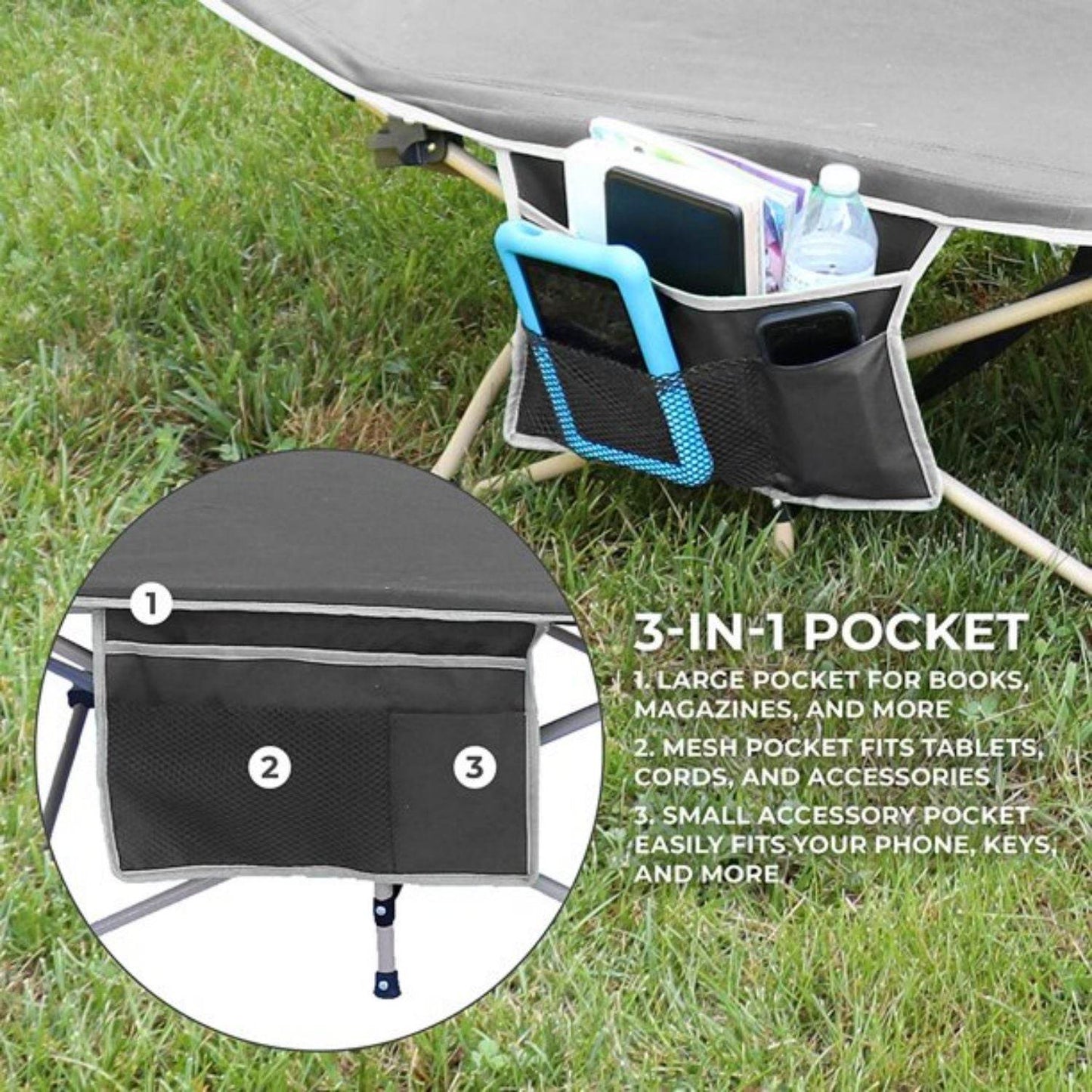 Heavy-Duty Folding Camping Cot with Carry Bag