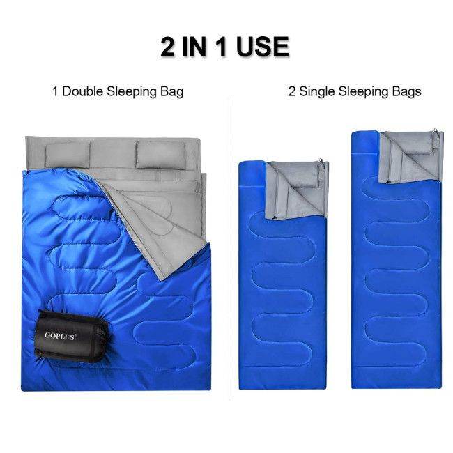2-Person Sleeping Bag with Pillows