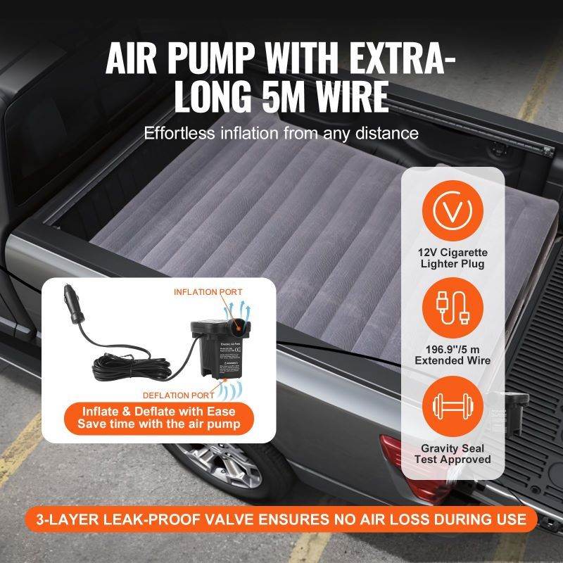Full Size Inflatable Truck Bed Air Mattress for 5.5–5.8 ft Short Beds