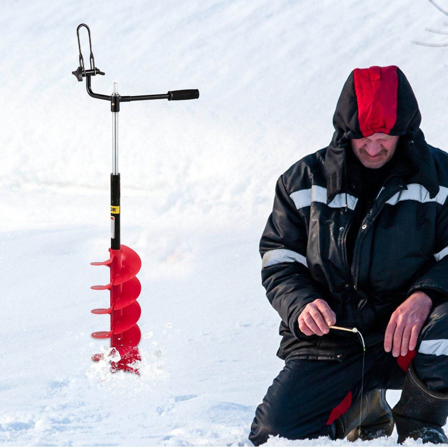 8'' Nylon Ice Auger Drill w/ 14'' Adjustable Extension Rod
