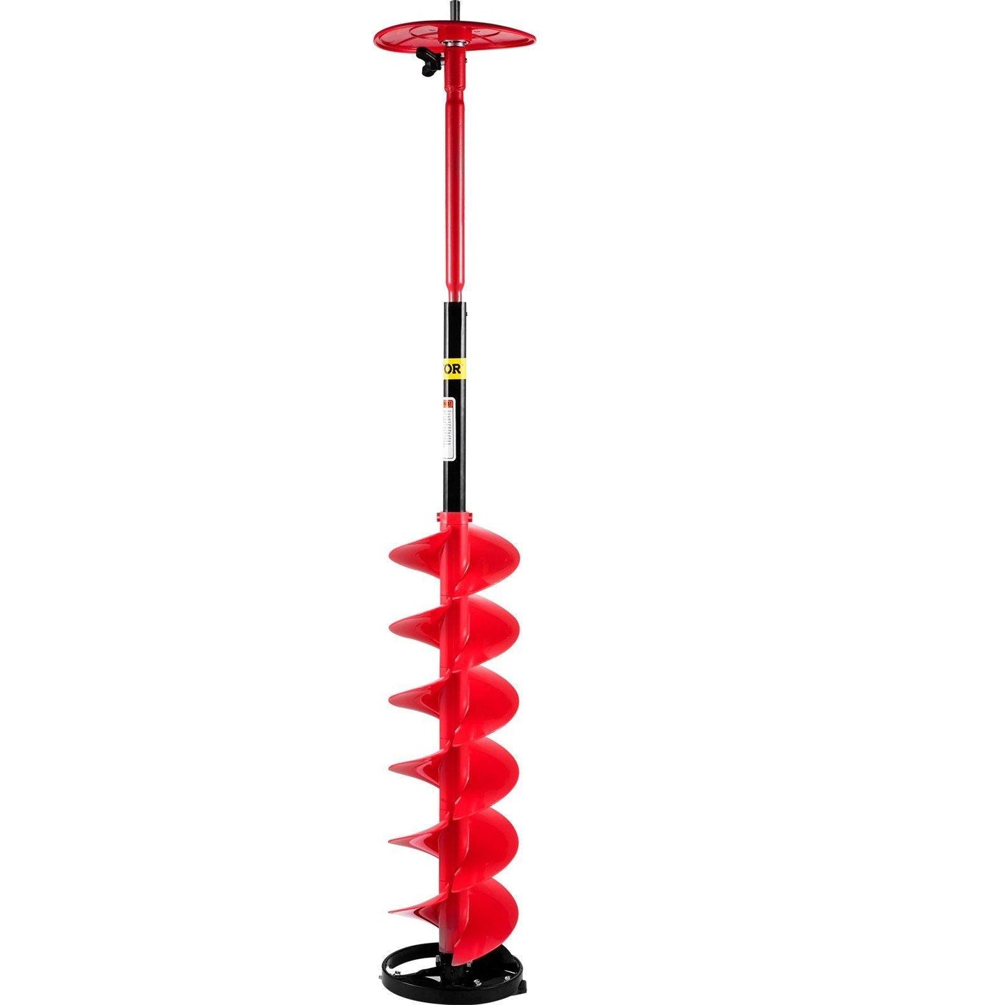 8" Nylon Ice Drill Auger with 39" Length & 11.8" Extension Rod – Red