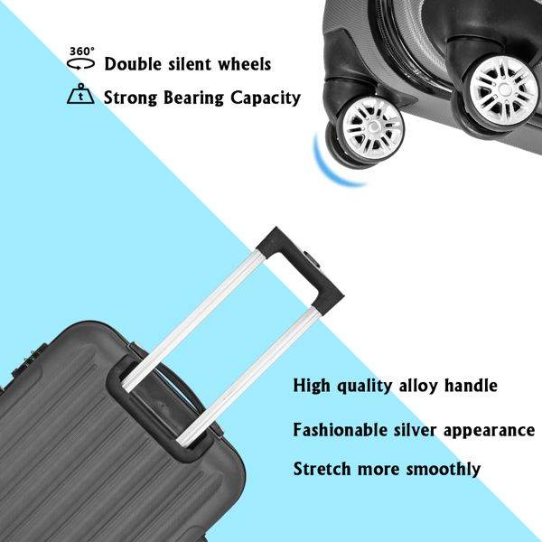 3-Piece Hard Shell Travel Storage Luggage Set – Durable & High Capacity Suitcases