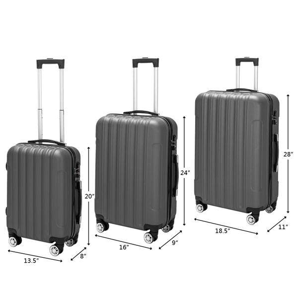 3-Piece Hard Shell Travel Storage Luggage Set – Durable & High Capacity Suitcases