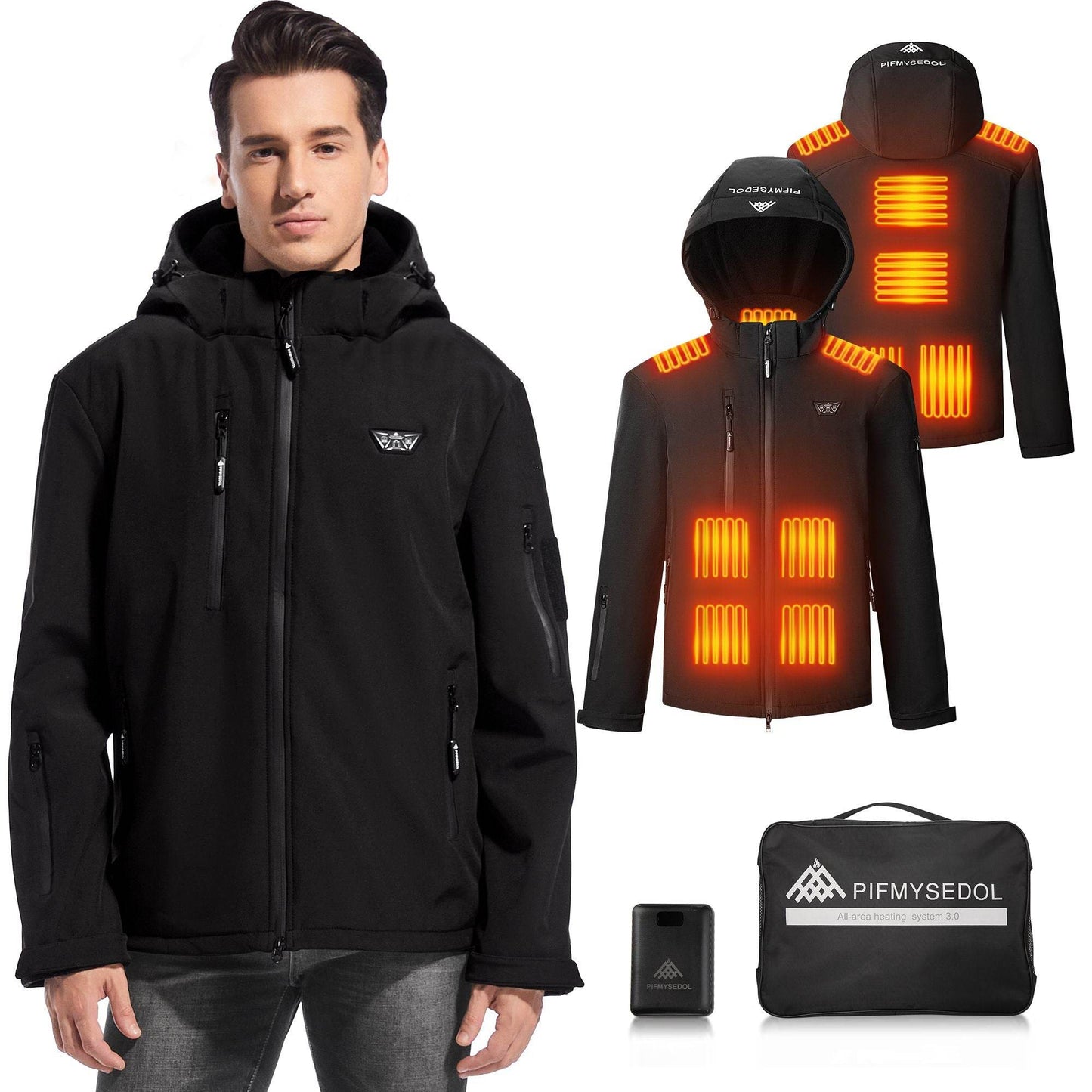 Men's Heated Jacket with Battery Pack in Black L