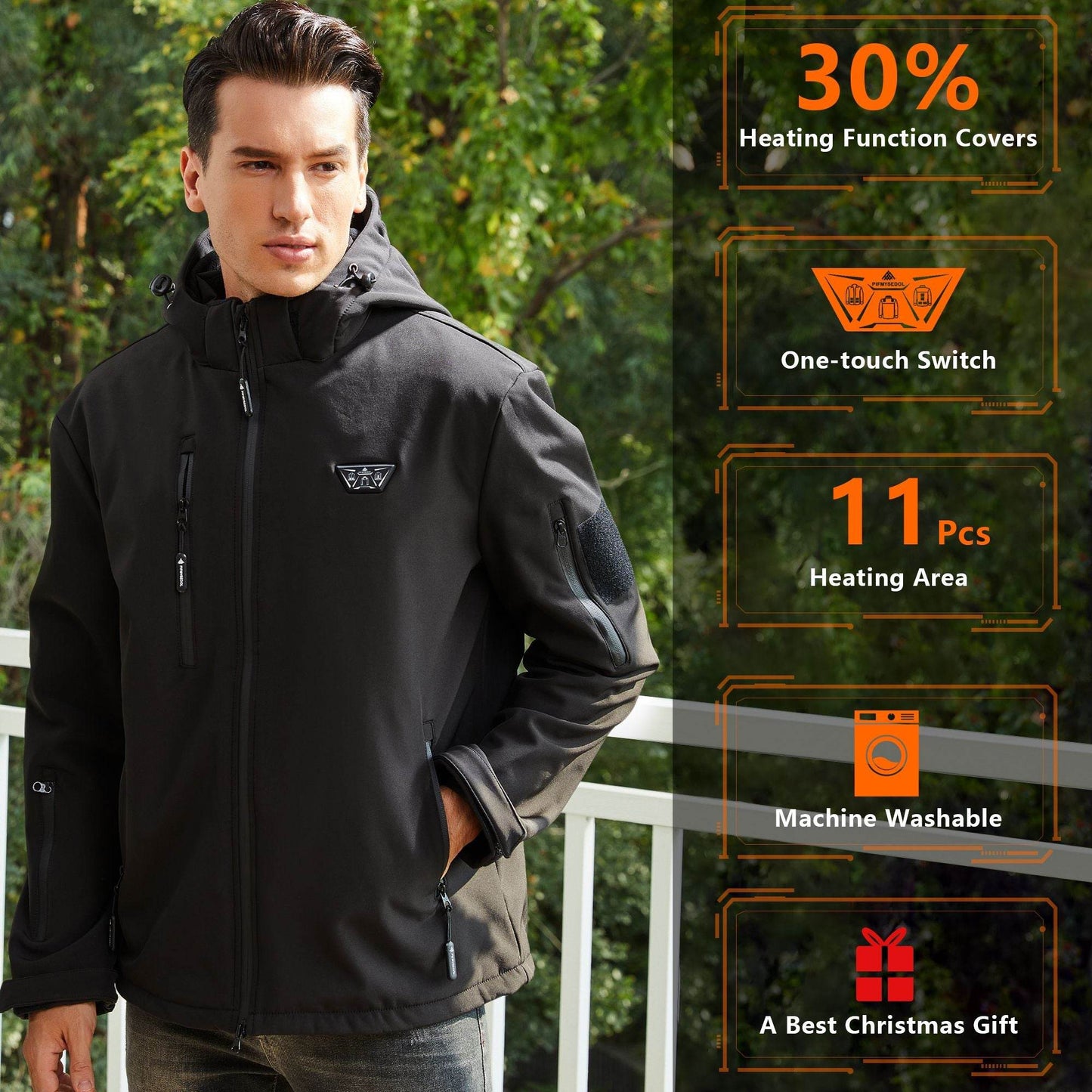Men's Heated Jacket with Battery Pack in Black