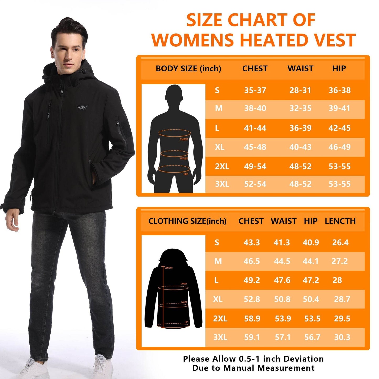 Men's Heated Jacket with Battery Pack in Black