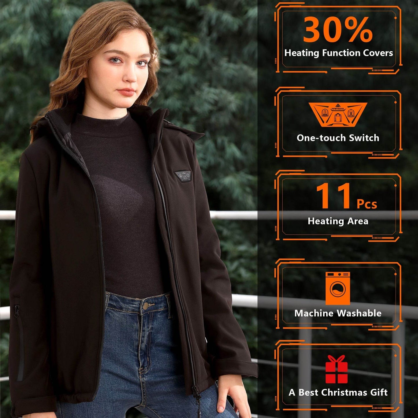 Women's Heated Jacket with Battery Pack in Black