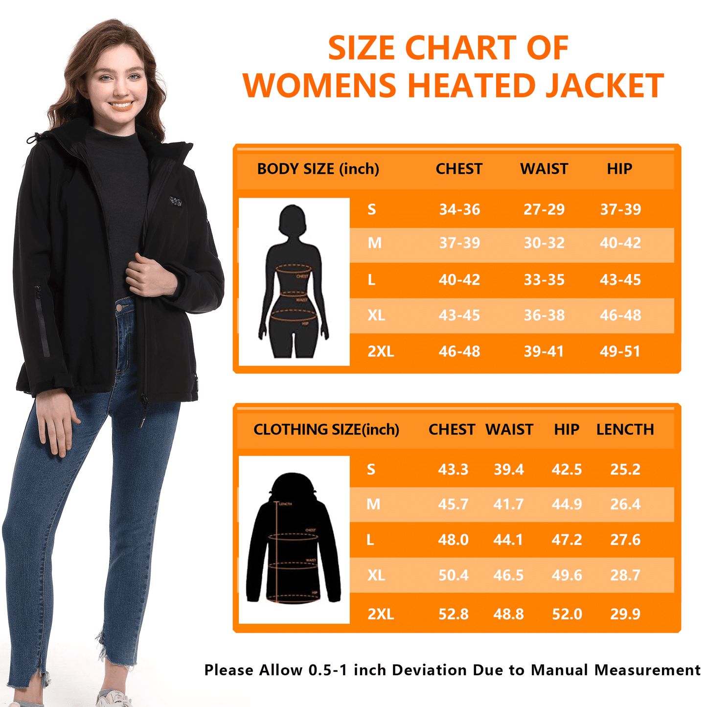 Women's Heated Jacket with Battery Pack in Black