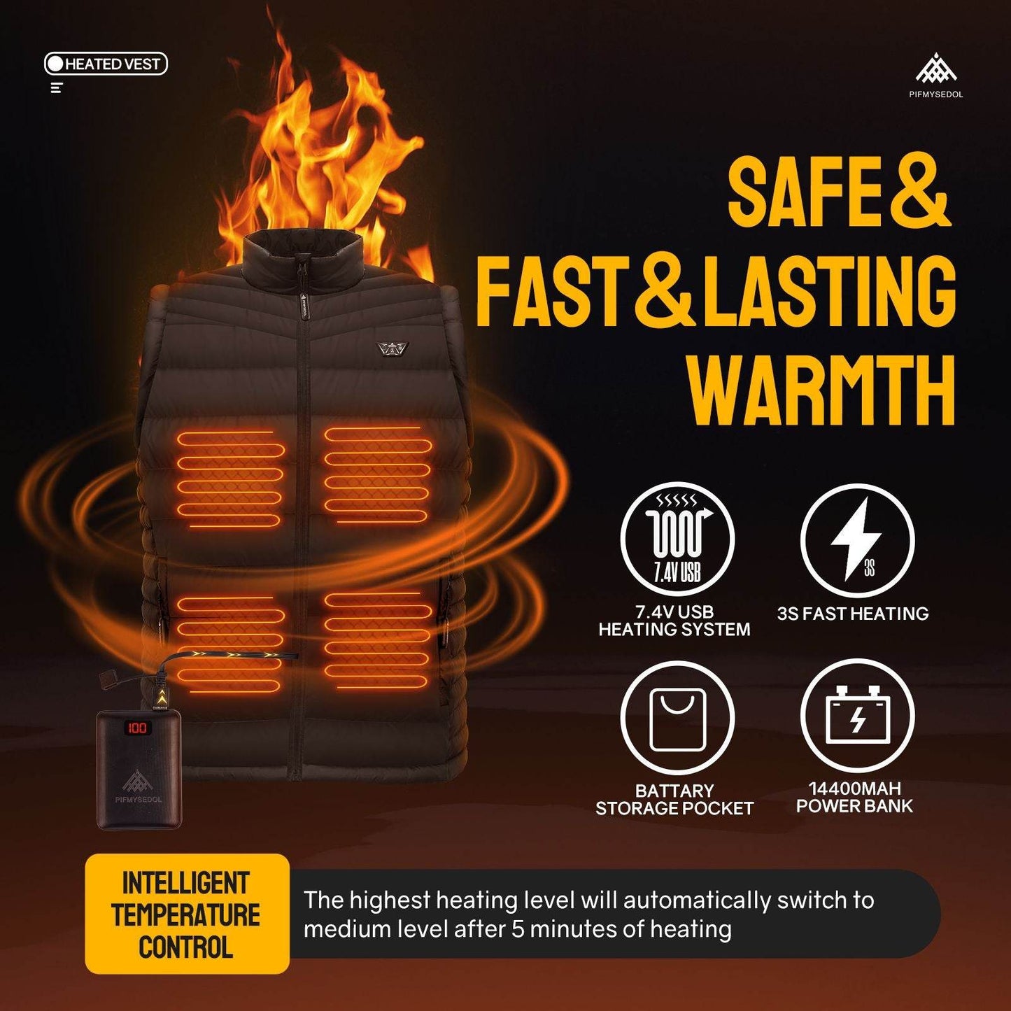 Men's Heated Vest with Rechargeable Battery Pack