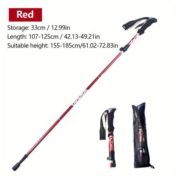 Collapsible Lightweight Trekking Poles – Red