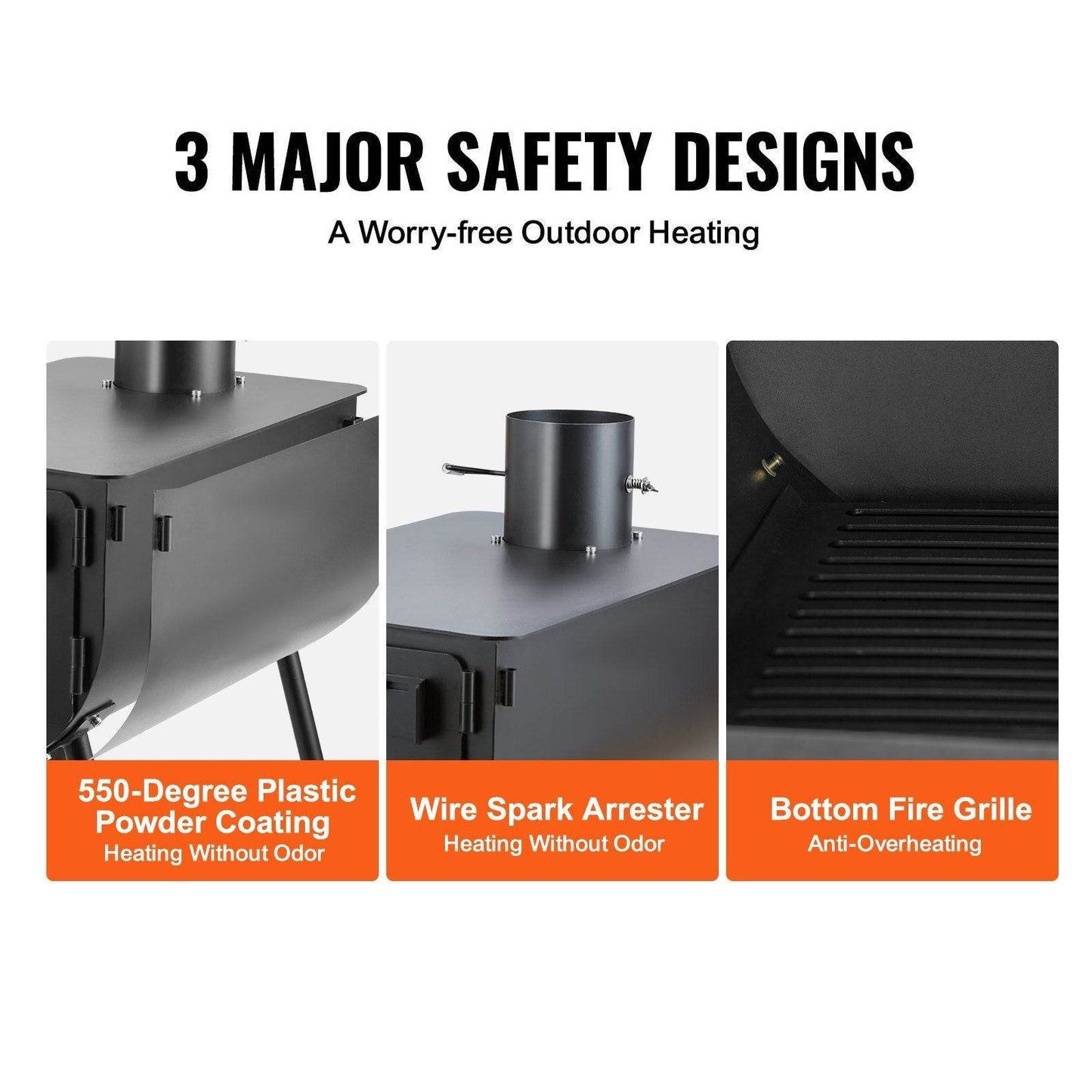 Portable Wood Burning Stove with Chimney Pipes