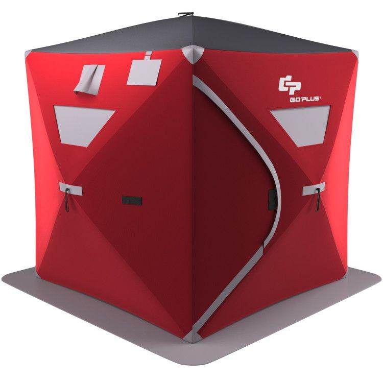 2-Person Portable Ice Shelter Fishing Tent with Carry Bag – Red