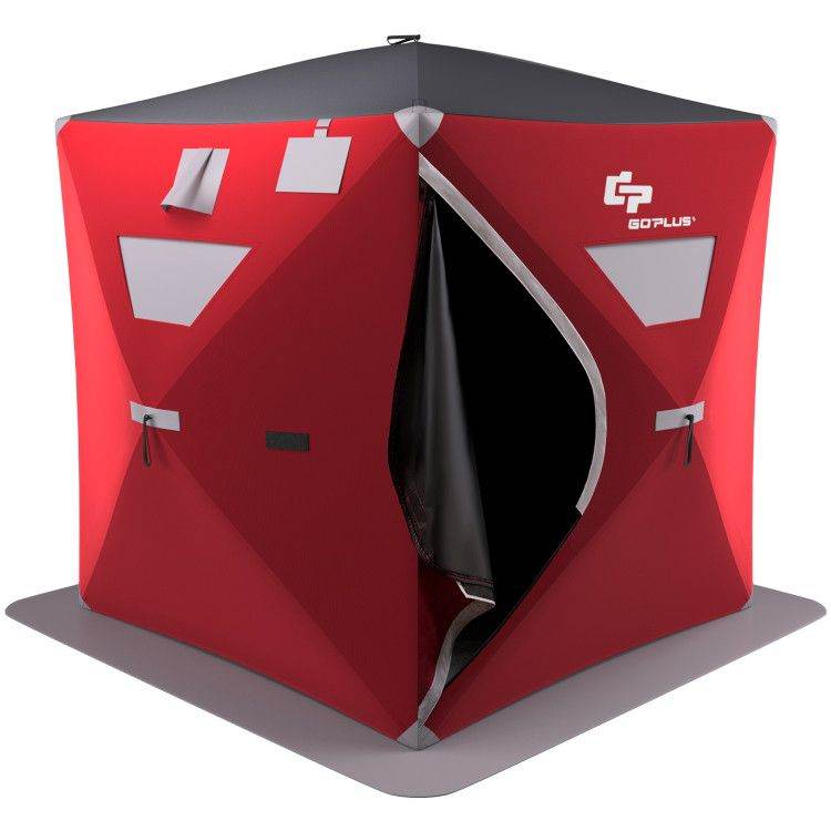 2-Person Portable Ice Shelter Fishing Tent with Carry Bag – Red