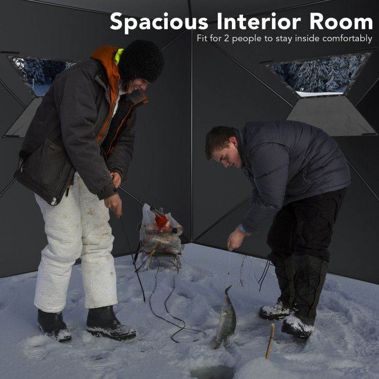 2-Person Portable Ice Shelter Fishing Tent with Carry Bag – Red
