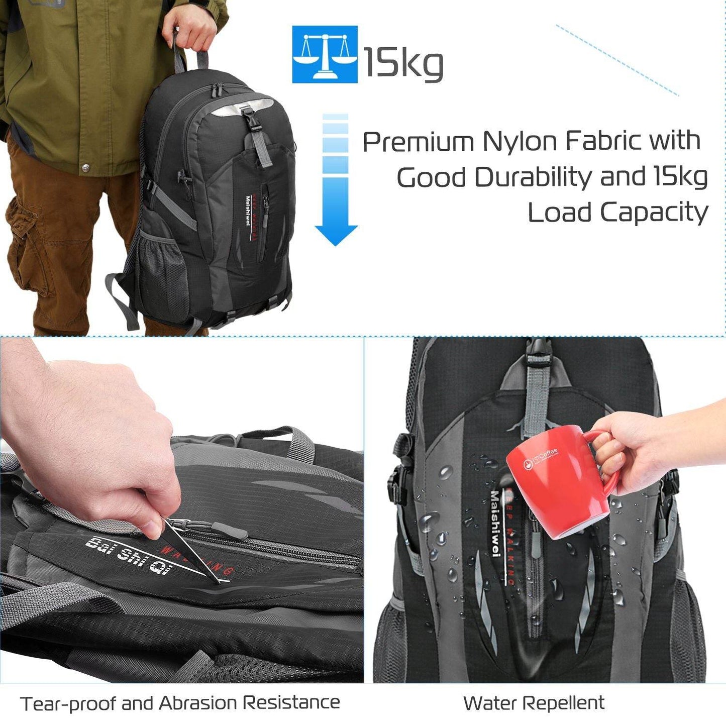 36L Waterproof Travel Hiking Backpack