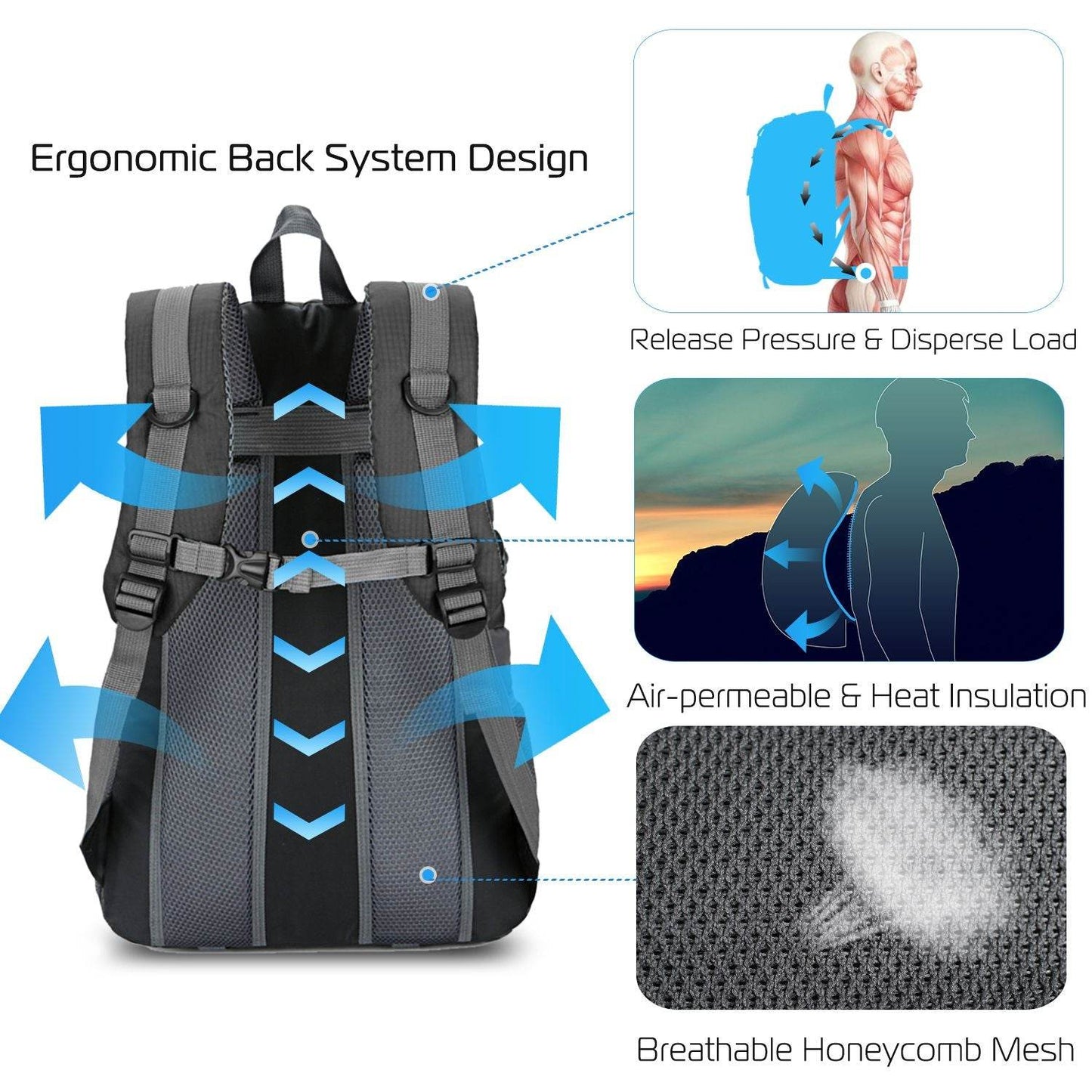 36L Waterproof Travel Hiking Backpack