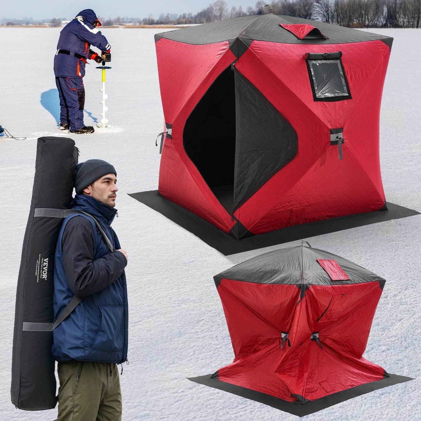 1-2 Person Portable Pop-Up Ice Fishing Shanty Tent