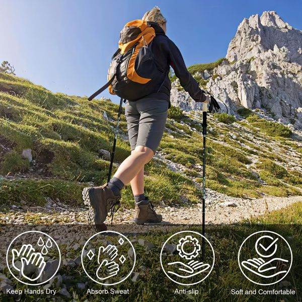 Collapsible Lightweight Adjustable Trekking Poles in Gold