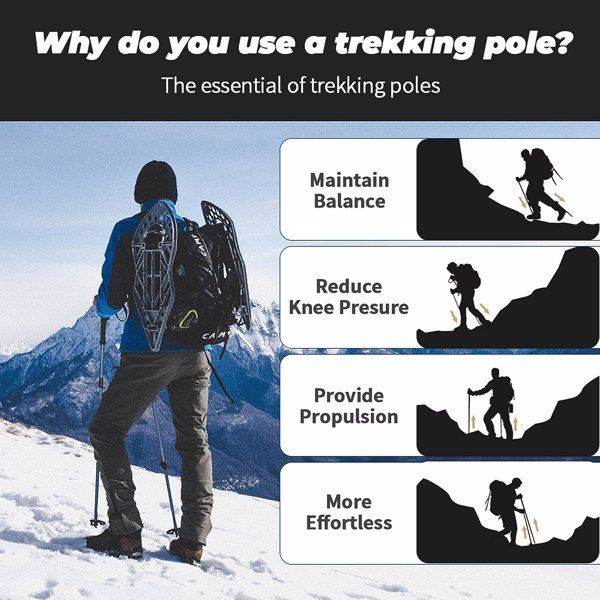 Pair of Adjustable Anti-Shock Trekking Poles in Black