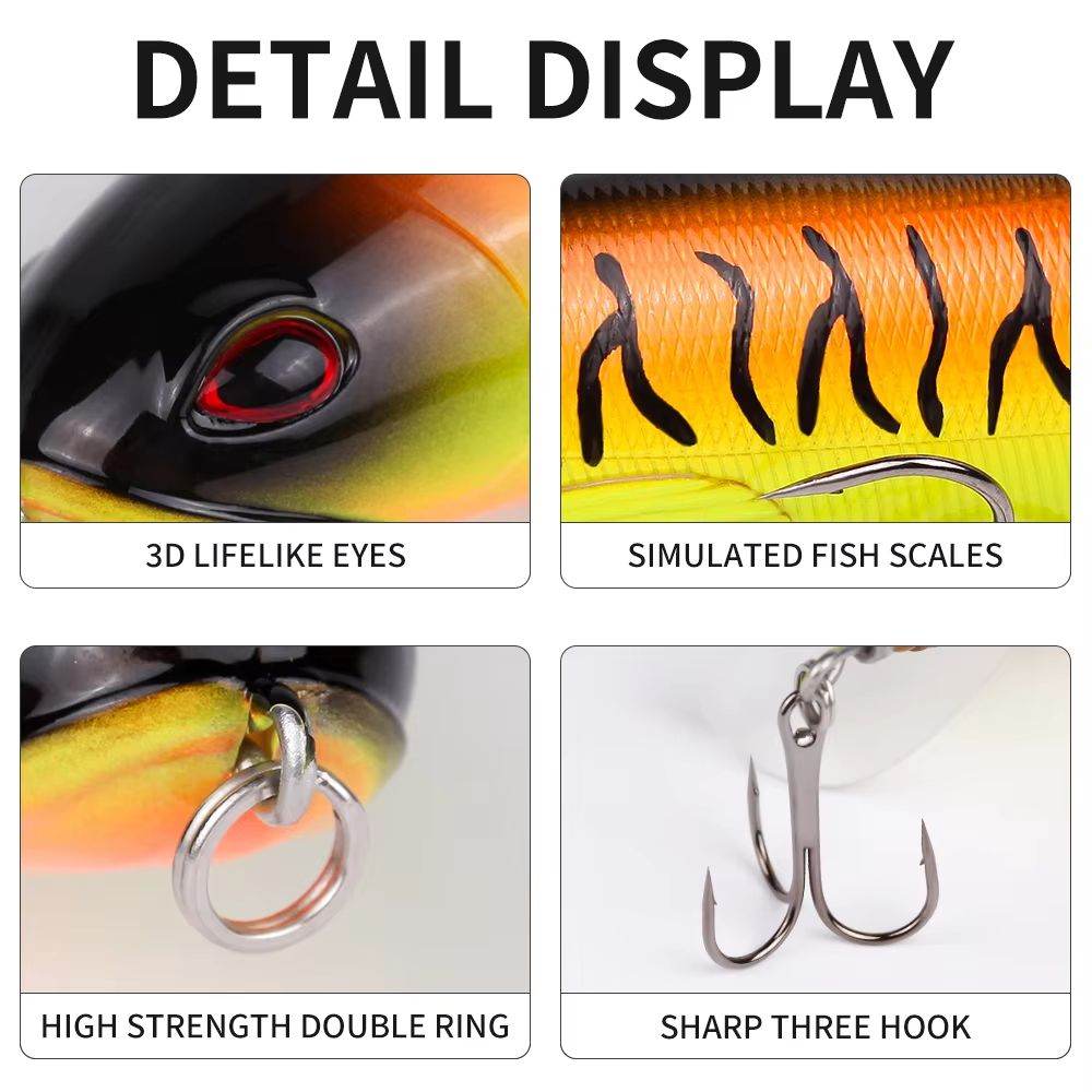 20-Piece Topwater Popper Fishing Lure Set