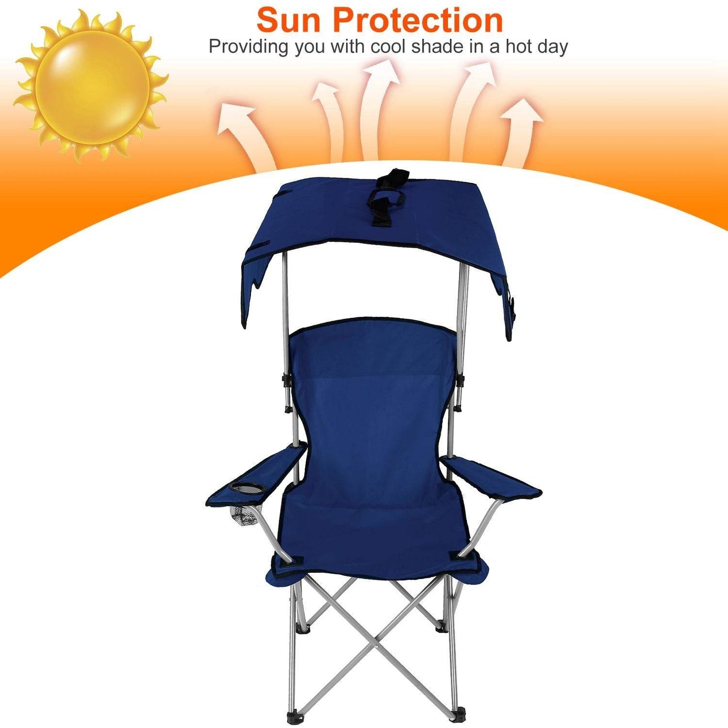 Foldable Canopy Beach Chair with Sun Protection and A Shade Cover