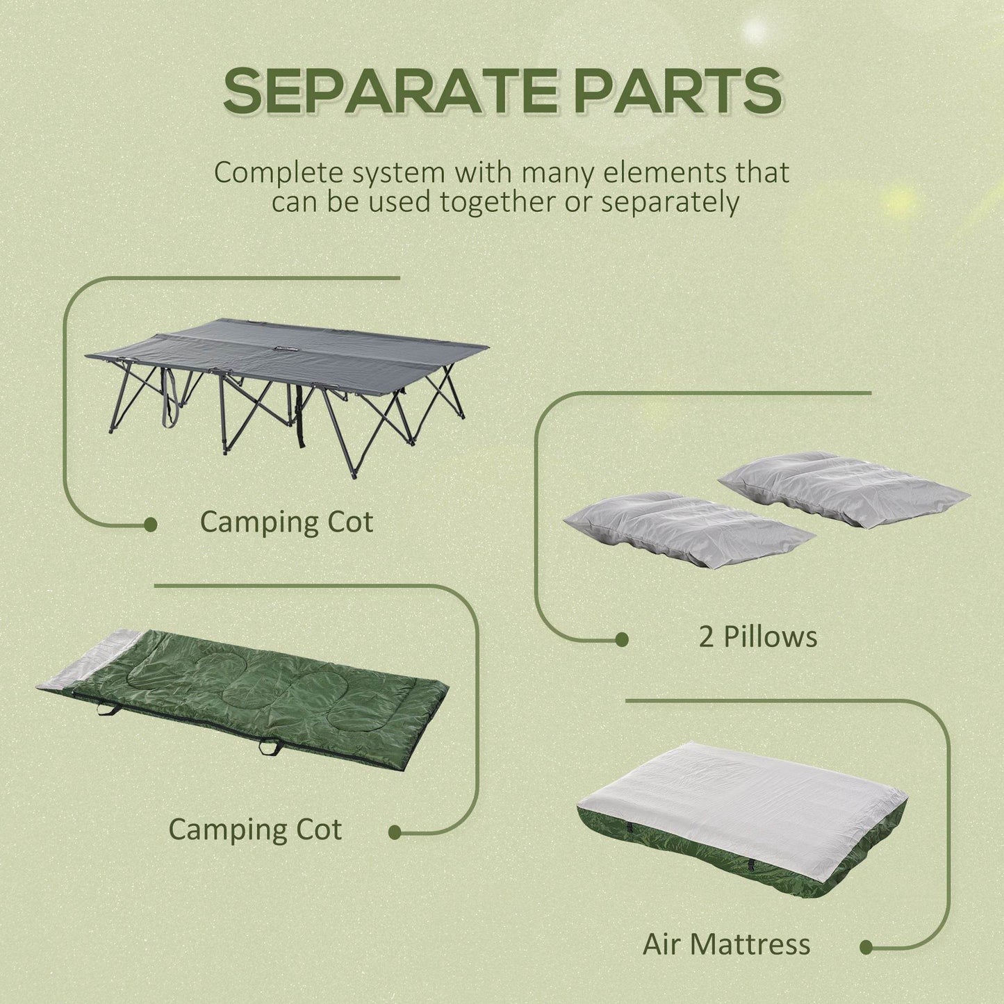 2-Person Folding Camping Cot Set With Carrying Bag