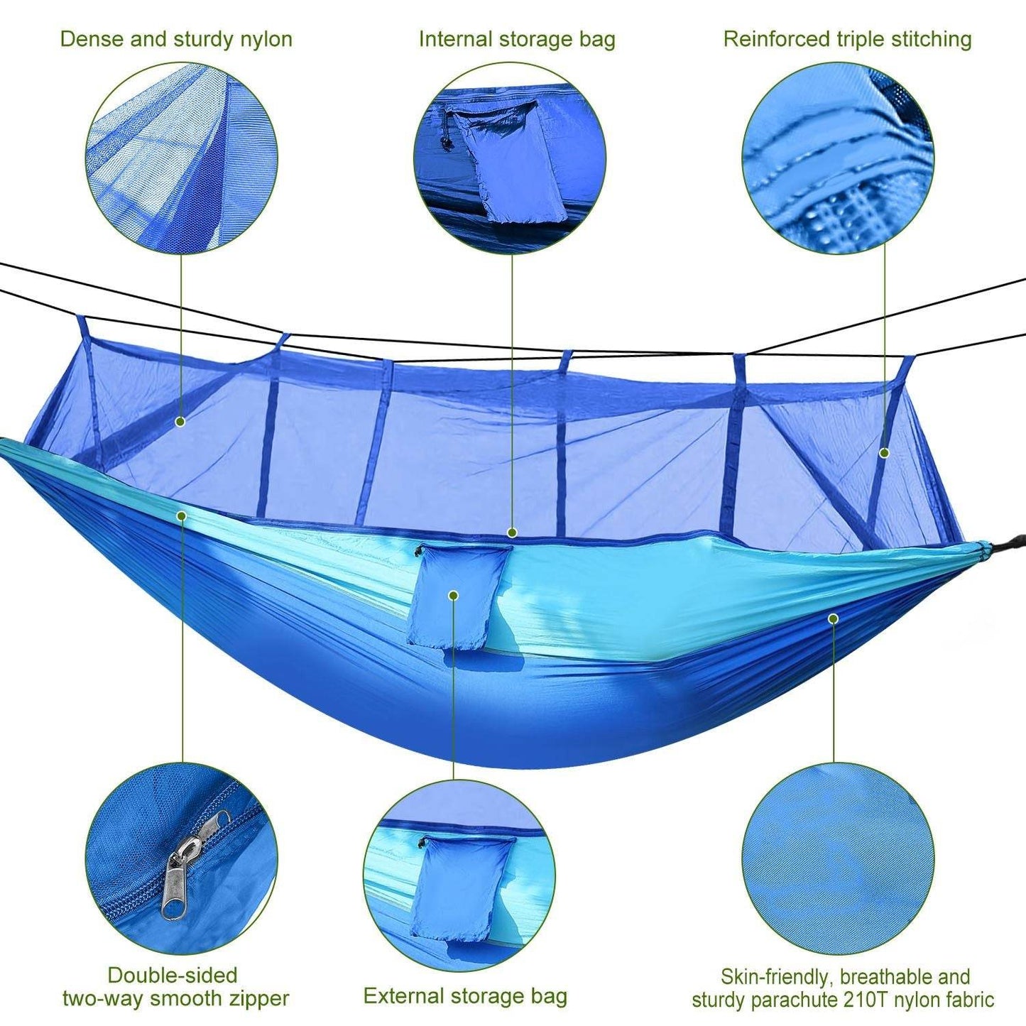 Portable Double Camping Hammock with Mosquito Net