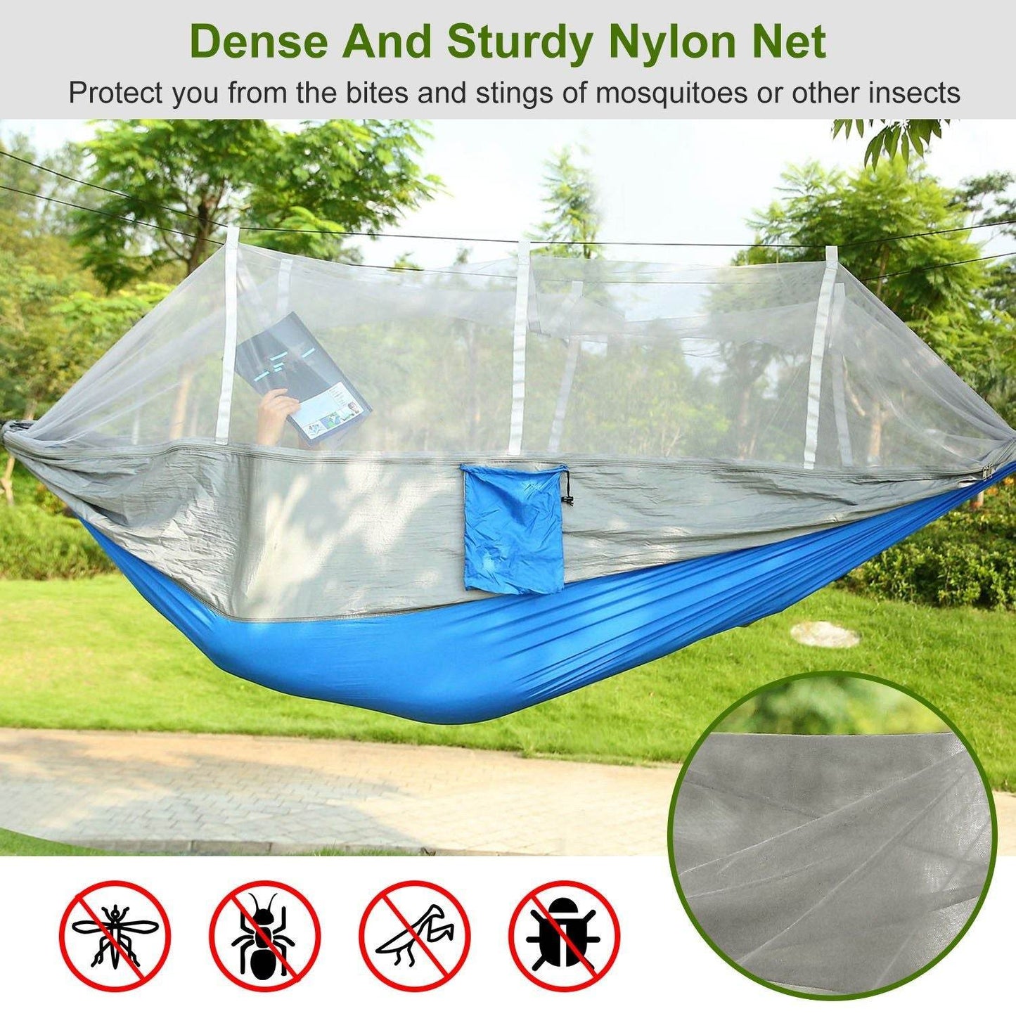 Portable Double Camping Hammock with Mosquito Net