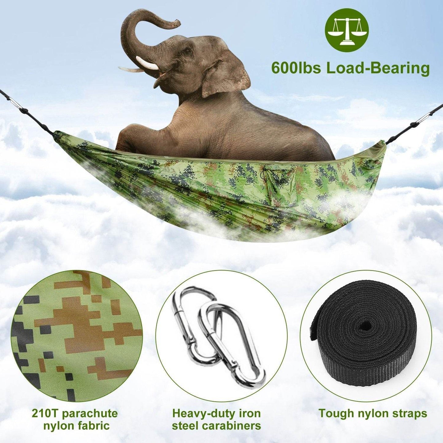 Portable Double Camping Hammock with Mosquito Net