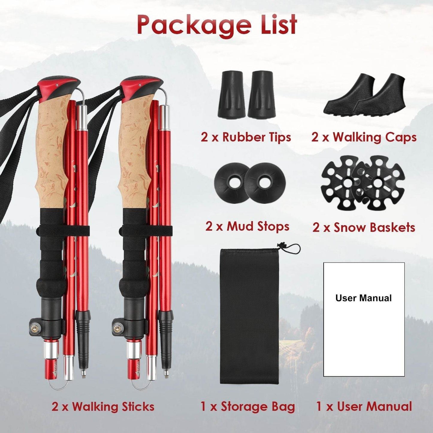 2-Pack Collapsible Hiking Poles