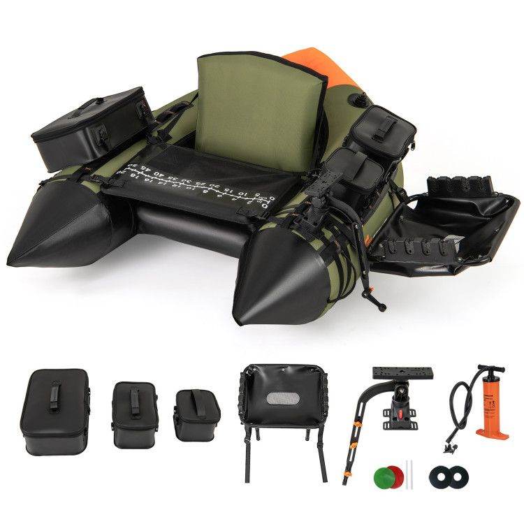 Portable Fishing Boat with 3 Detachable Storage Boxes Green