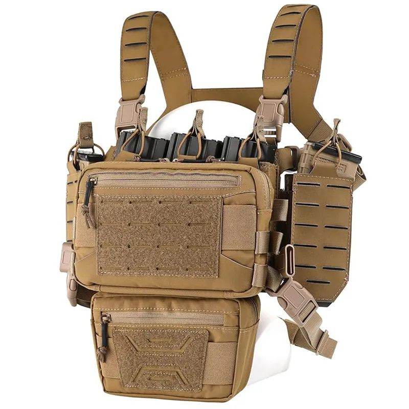 Tactical Chest Rig with Magazine Pouch for Hunting, Airsoft & Outdoor Use Brown