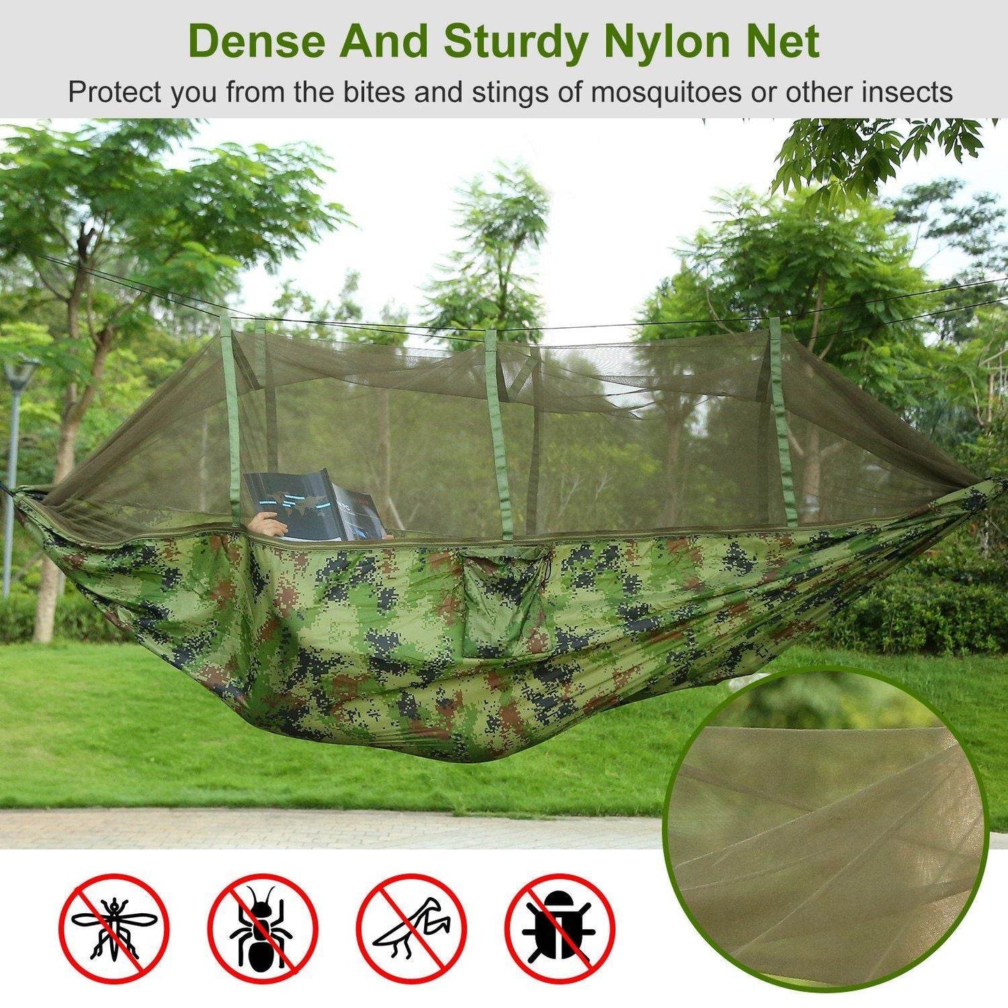 Portable Double Camping Hammock with Mosquito Net
