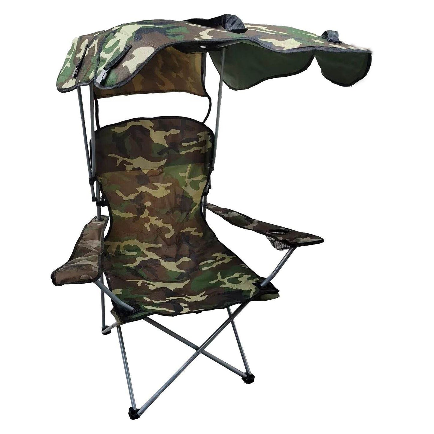 Foldable Canopy Beach Chair with Sun Protection and A Shade Cover Camouflage