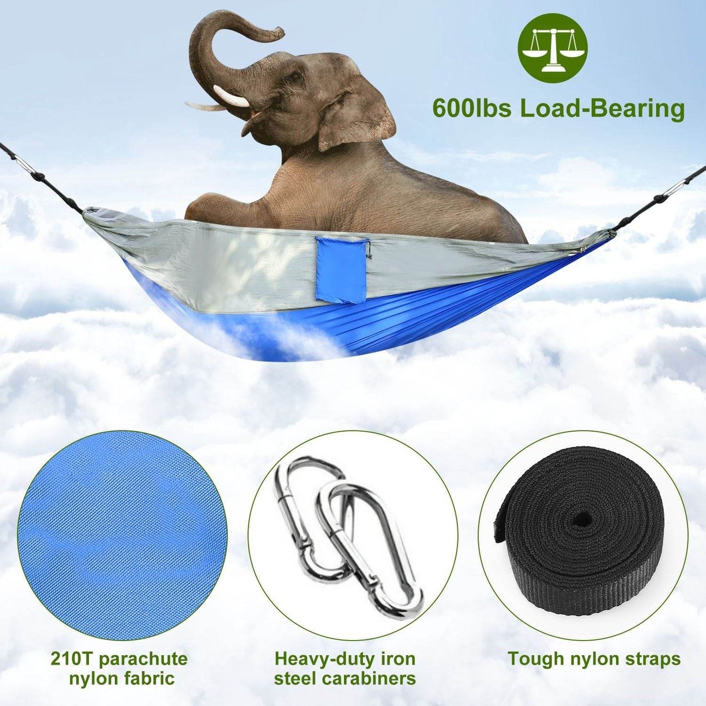 Portable Double Camping Hammock with Mosquito Net