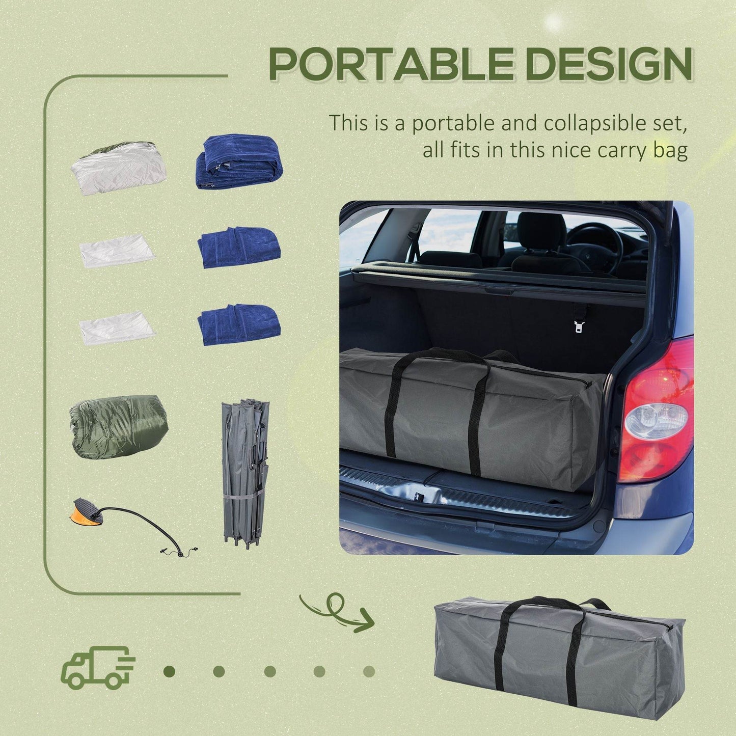 2-Person Folding Camping Cot Set With Carrying Bag