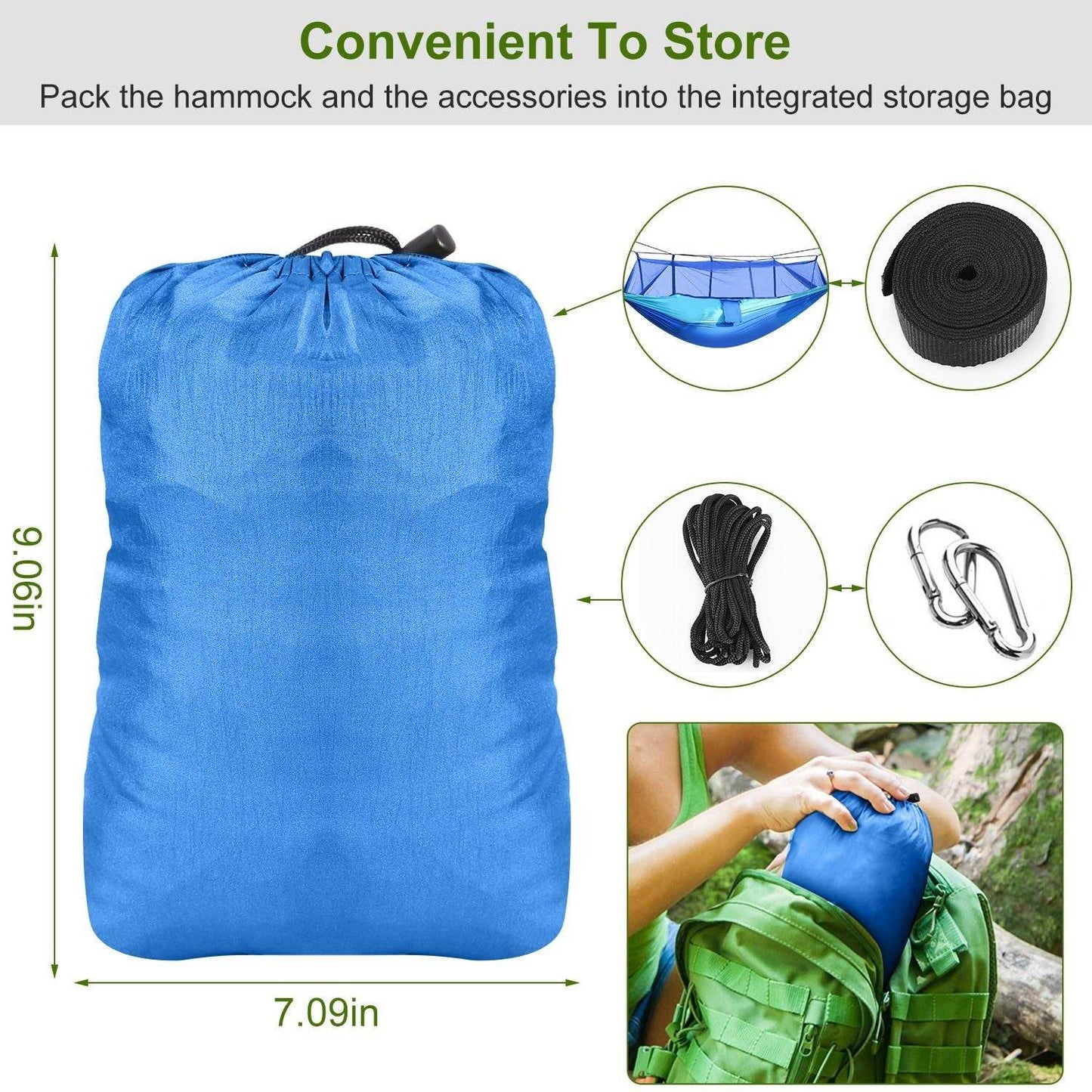 Portable Double Camping Hammock with Mosquito Net
