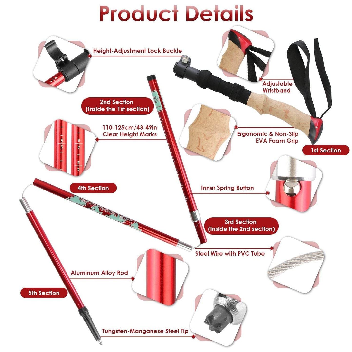 2-Pack Collapsible Hiking Poles