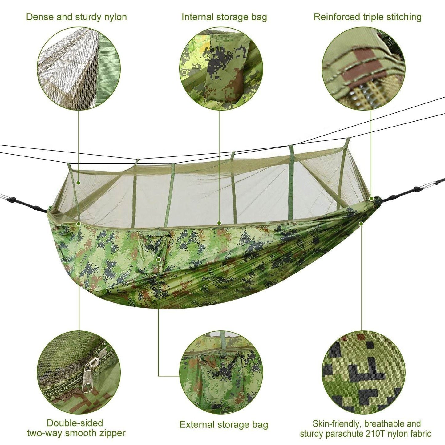 Portable Double Camping Hammock with Mosquito Net
