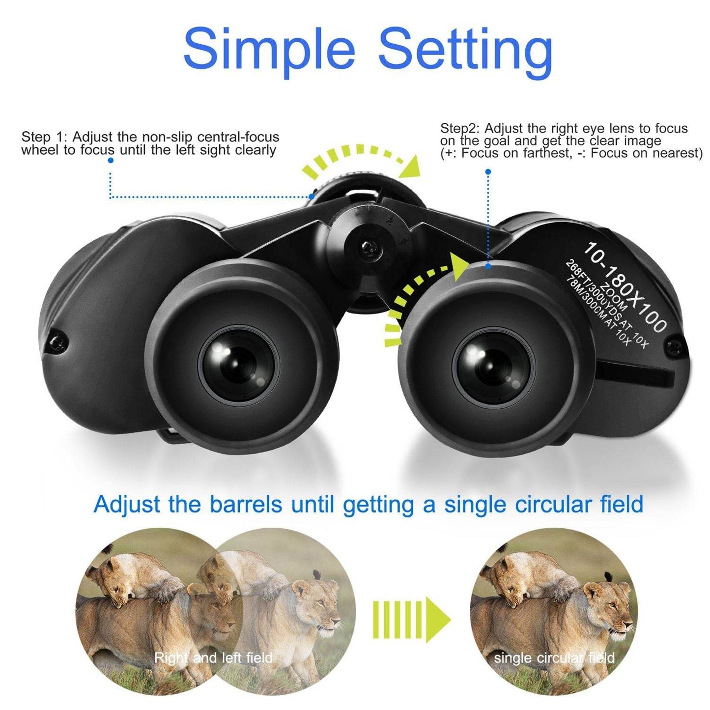 Portable Zoom Binoculars with FMC Lens and Low Light Night Vision