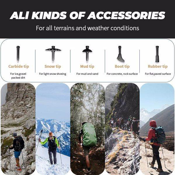 Pair of Adjustable Anti-Shock Trekking Poles in Black