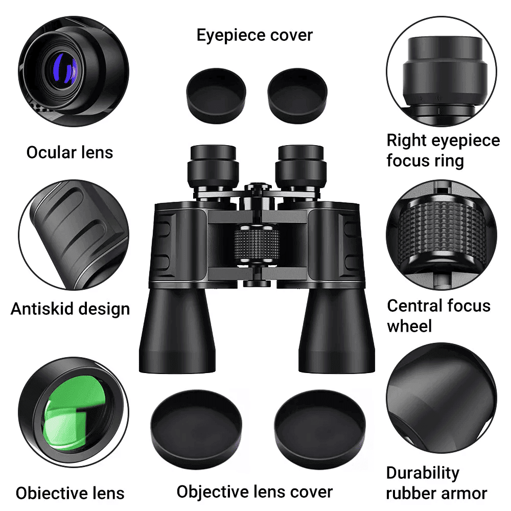 180x100 High-Power Military Binoculars Black